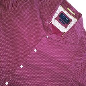 Cactus Man Burgundy Dot Short Sleeve Button Up Shirt Men's Medium